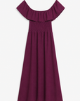 robe Bardot maxi violet à plat