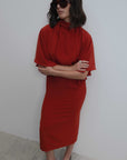 robe midi rouge brique vue devant
