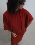 robe midi rouge vue de dessus