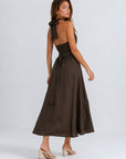 Robe dos nu en lin chocolat dos smocké
