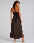 Robe halter dos smocké chocolat