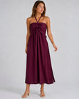 Robe halter midi face bordeaux
