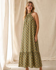 robe kaki à pois vue de côté