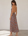 Robe dos nu profond imprimé en chevrons