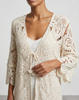 Lien à nouer du kimono en crochet beige