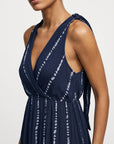 robe bretelles nouées détail bleu marine