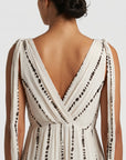 robe dos en V croisé détail beige