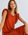 robe en jersey de coton a volants aux epaules image 14