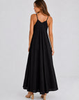 Robe longue dos en V noir