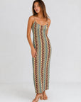 Robe maxi en crochet multicolore vue de face