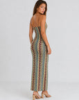 Robe maxi en crochet multicolore dos droit