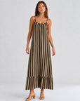 robe maxi rayée à bretelles fines