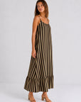 robe longue rayée ourlet volanté