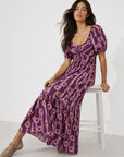 robe midi violette fleurie
