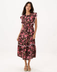 Robe midi fleurie marron face