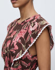 Robe midi taille élastiquée marron