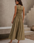 Robe midi fluide à buste smocké