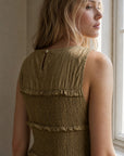 Robe midi fluide à buste smocké