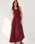 Robe midi fluide à buste smocké
