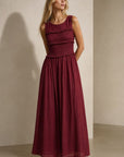 Robe midi fluide à buste smocké
