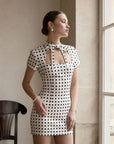 robe mini a pois col montant noue image 7