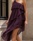 robe une epaule prune a volants highlow image 6