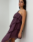 robe une epaule prune a volants highlow image 3