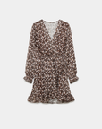 Robe fluide fleurie – Coupe élégante à volants – Manches longues