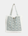 sac cabas en toile ecrue a motif fleuri image 1