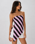 Top bandeau rayé rose poudré noir profil