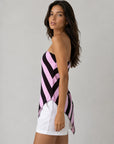 Top bandeau rayé rose poudré noir dos