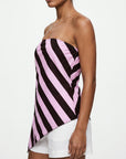Top bandeau rayé rose poudré noir bas du profil