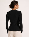 Cardigan côtelé noir dos