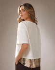 Top crème à sequins coupe ample