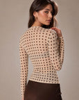 top tulle beige à pois extérieur