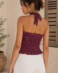 top bustier fleuri a lien tour de cou image 7