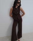 Gilet croisé marron sans manches