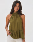 Top halter texturé olive