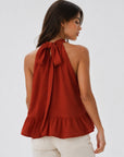 Dos noué top halter rouille