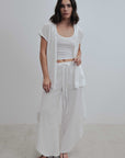 top ceinture en coton blanc froisse image 2