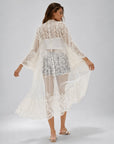 Kimono long dentelle brodée dos