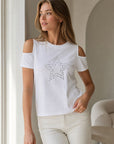 Top T shirt épaules ajourées étoile