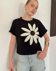 t shirt fleuri manches courtes image 1