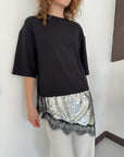 top13819 chemisier noir a paillettes a demi manches image 4