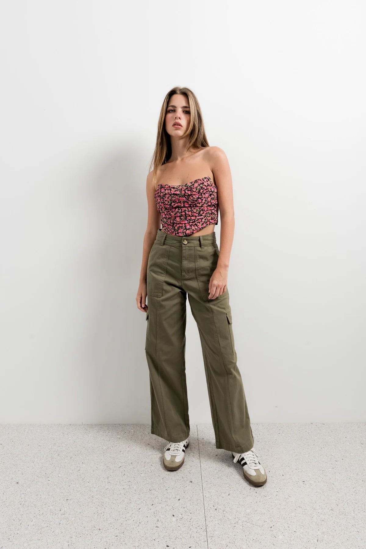 Haut corset bustier – Imprimé fleuri – Sans bretelles – Coupe ajustée Sapiato