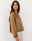 veste bomber satinée camel face