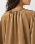 veste bomber satinée camel col et zip