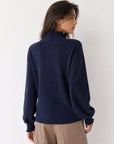 Gilet bleu nuit dos col volanté