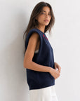 gilet sans manches bleu nuit face