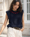 gilet sans manches bleu nuit porté